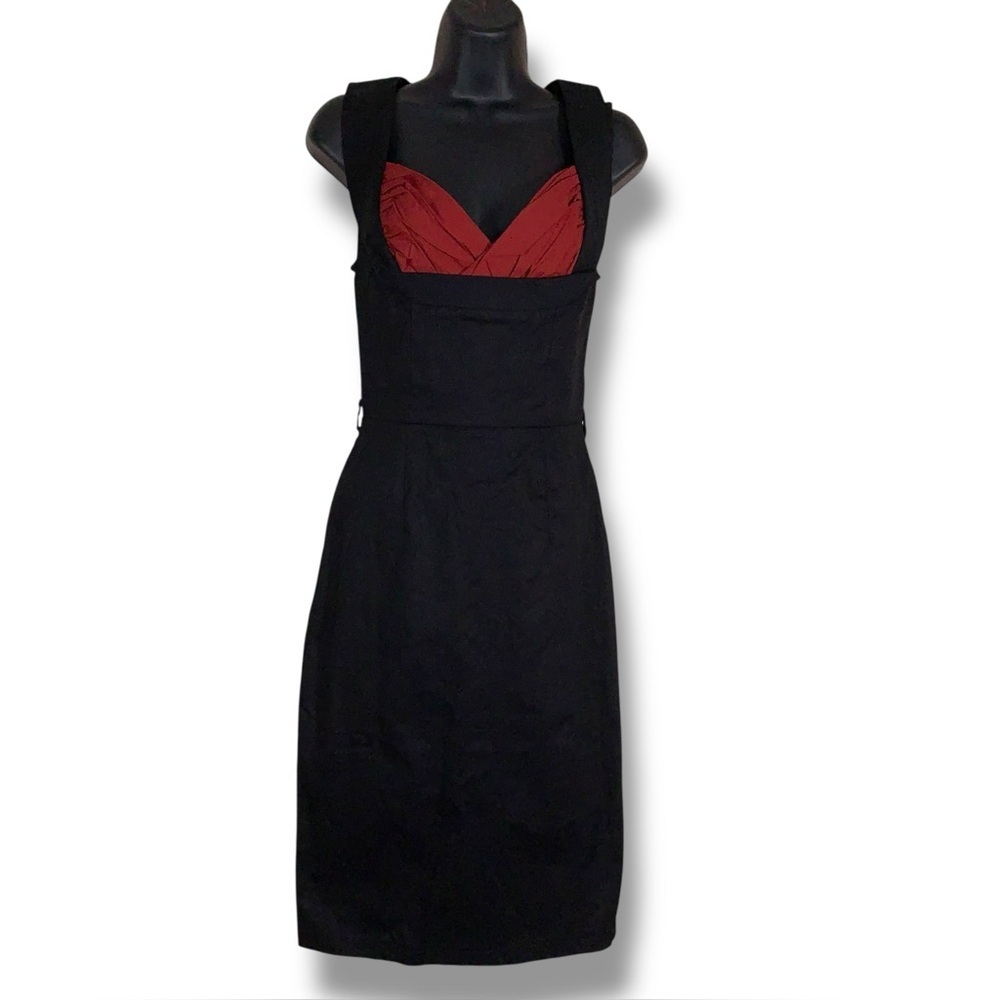 XS Lindy Bop Black Burgundy Red Dress Pinup Rockabilly Goth Gothabilly